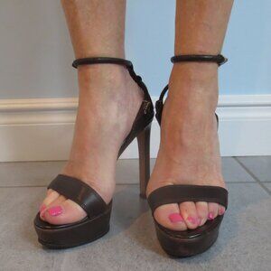 SERGIO ROSSI Brown High Heel Platform Sandals